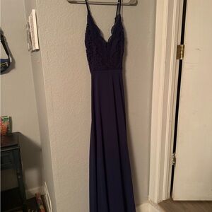 Lulu's Deep Blue Lace Maxi Dress